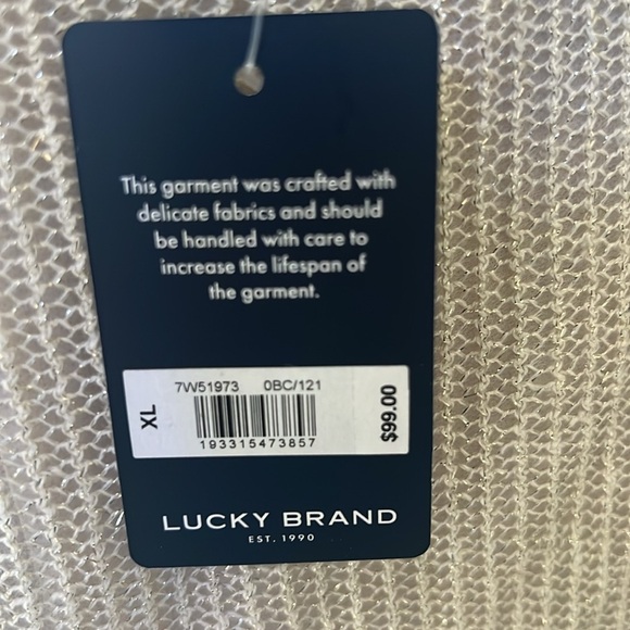 New! Lucky Brand XlL silver mesh shimmery linen blend  overlay top. - Picture 6 of 10